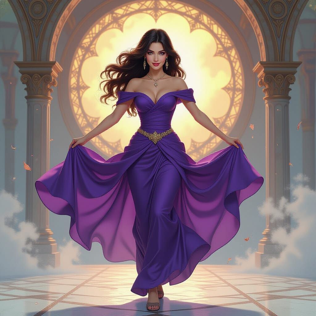 Woman Leaping Through Time in Alcohol Ink Style