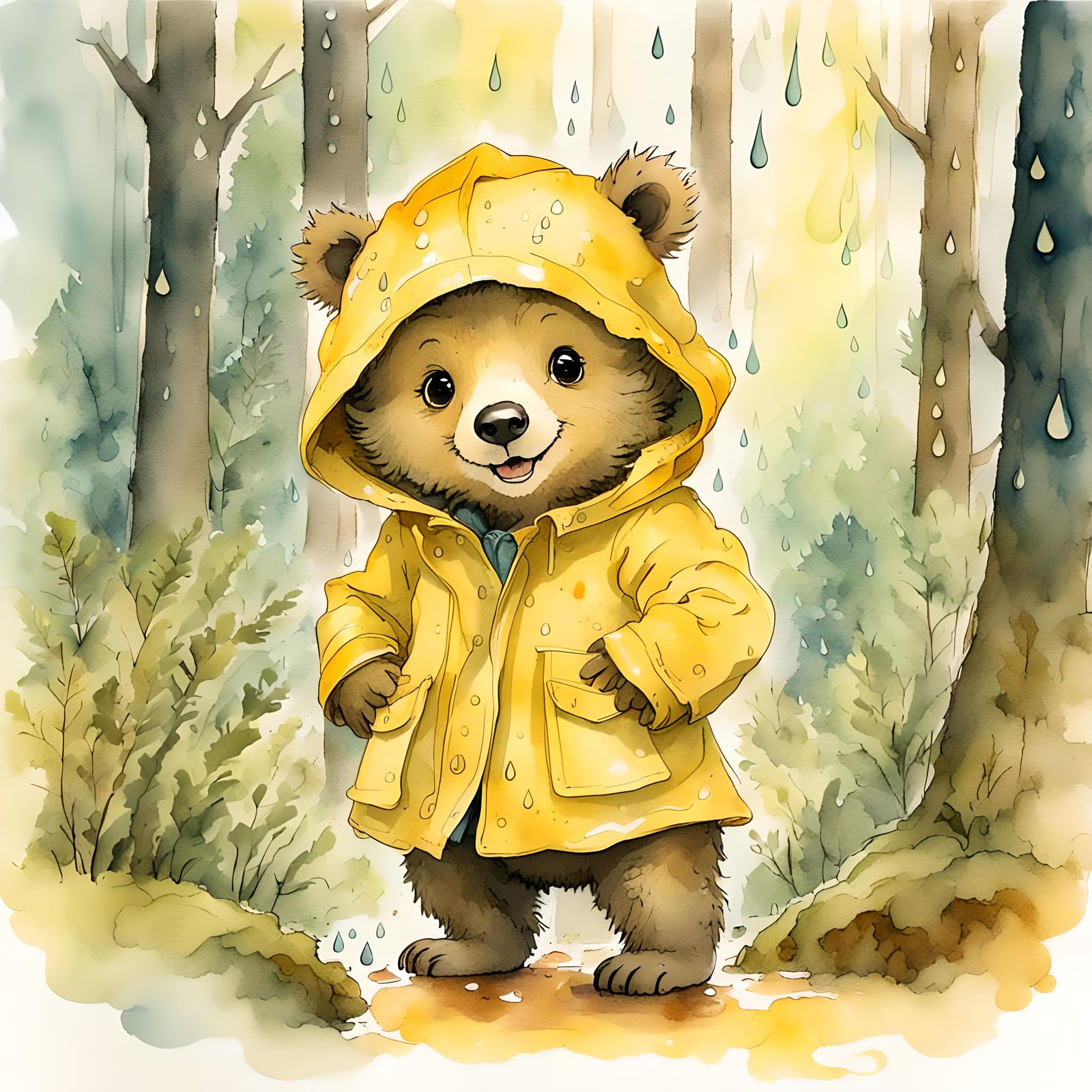 Warmth of a Fuzzy Bear in Spring Rain