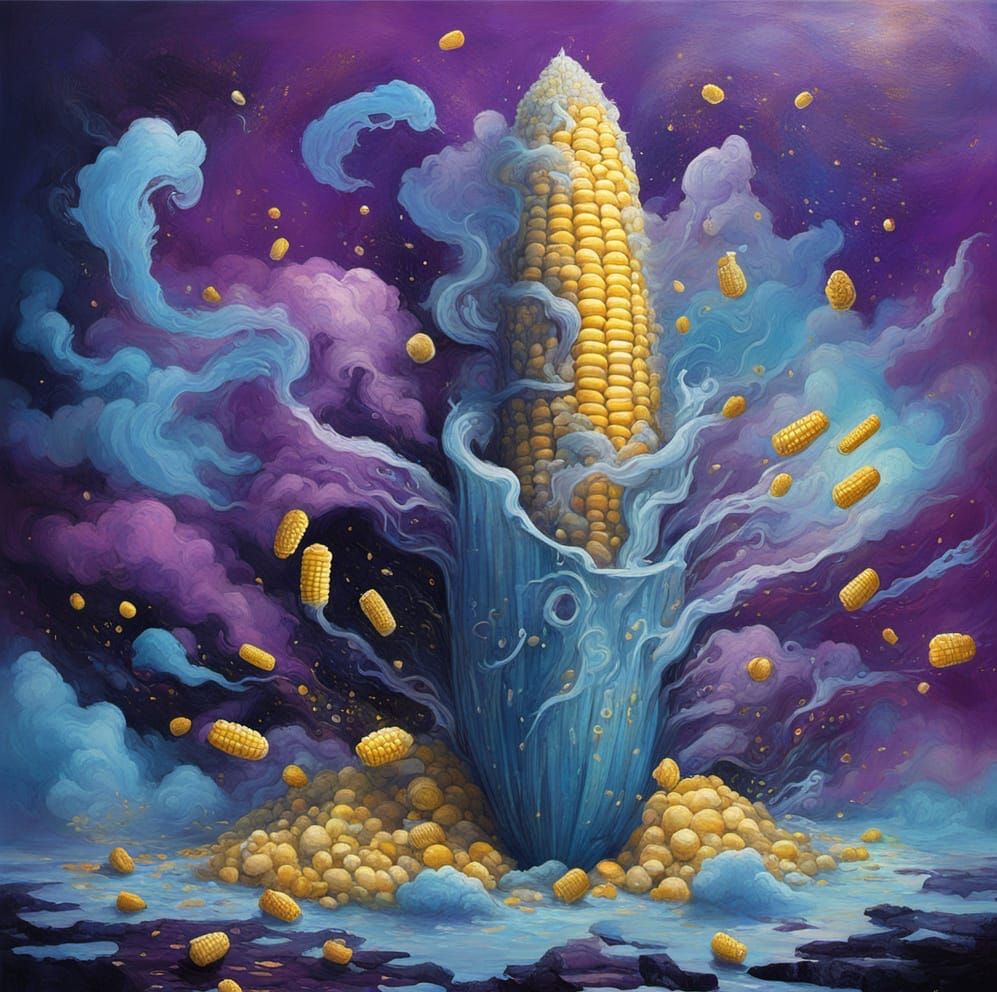 Surreal Abstract Cyberpunk Painting of Sweet Corn