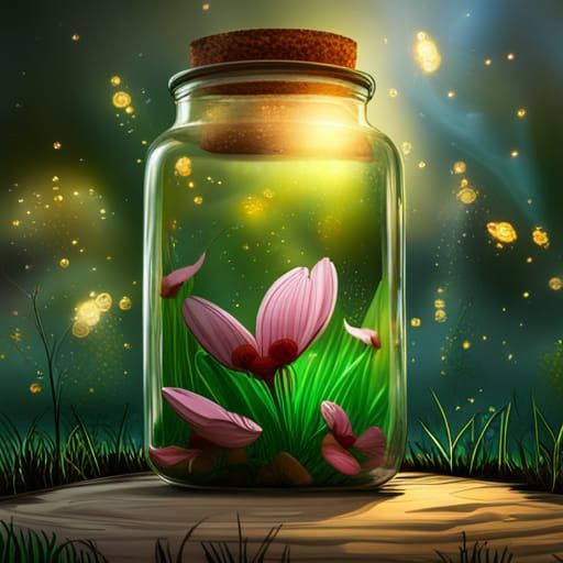 Fireflies in an Enchanted Twilight: Splendid Glass Jar Scene