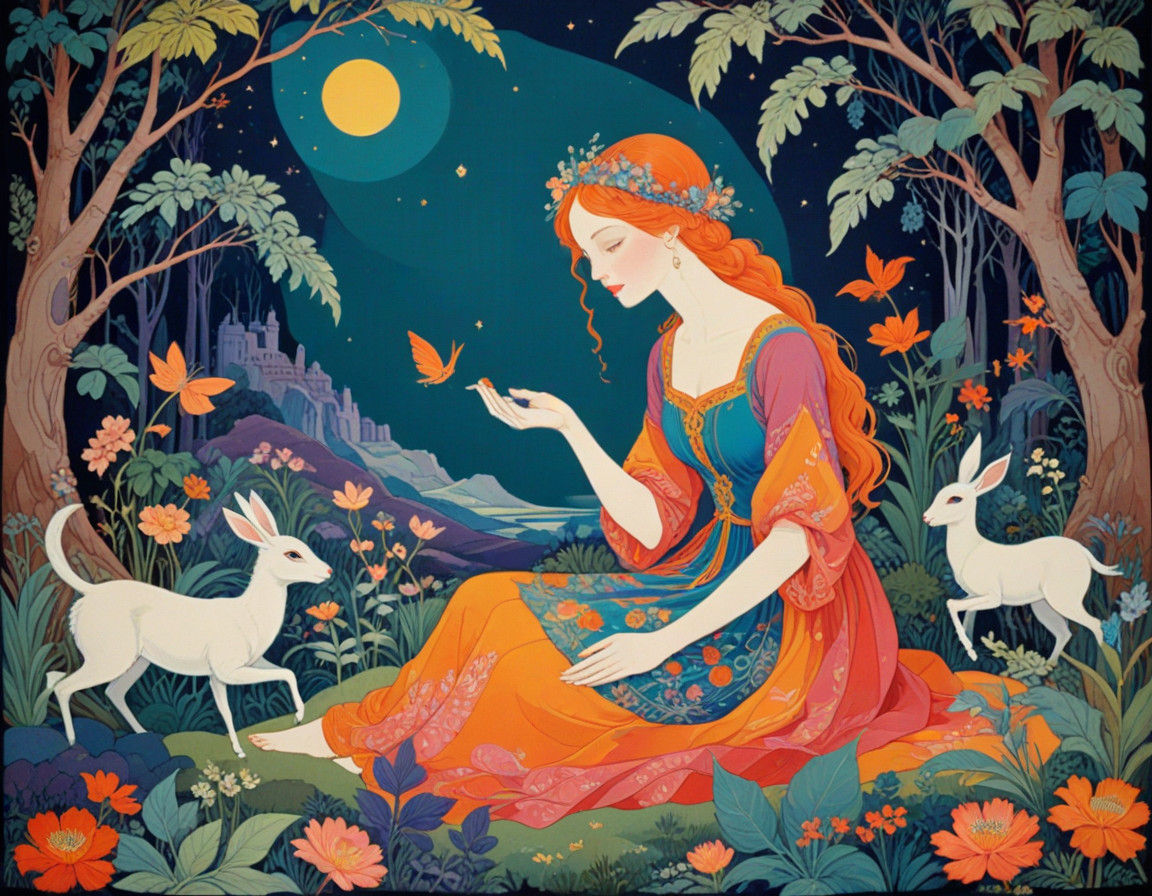 Vibrant Surrealist Tapestry Envisioned by Fairy Tale Weaver