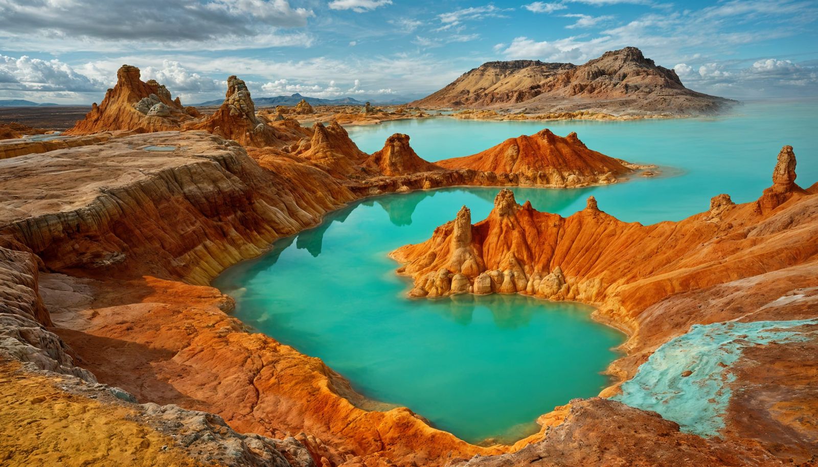 Turquoise Hydrothermal Fields of Dallol, Ethiopia in Vibrant...