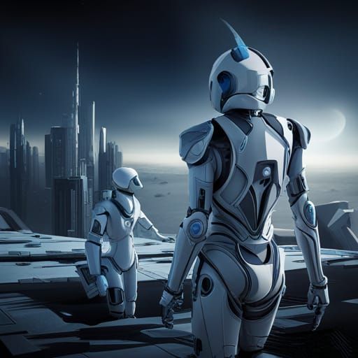 Humanoid Robot Collaborates with Astronaut on Futuristic Lun...