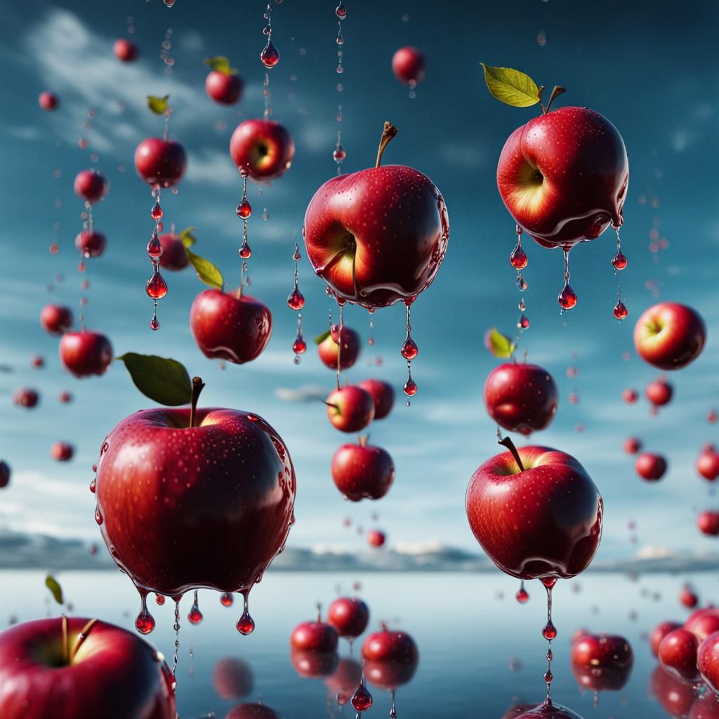 Surreal Pi Symbol Made from Glowing Apples in Dali-Inspired....