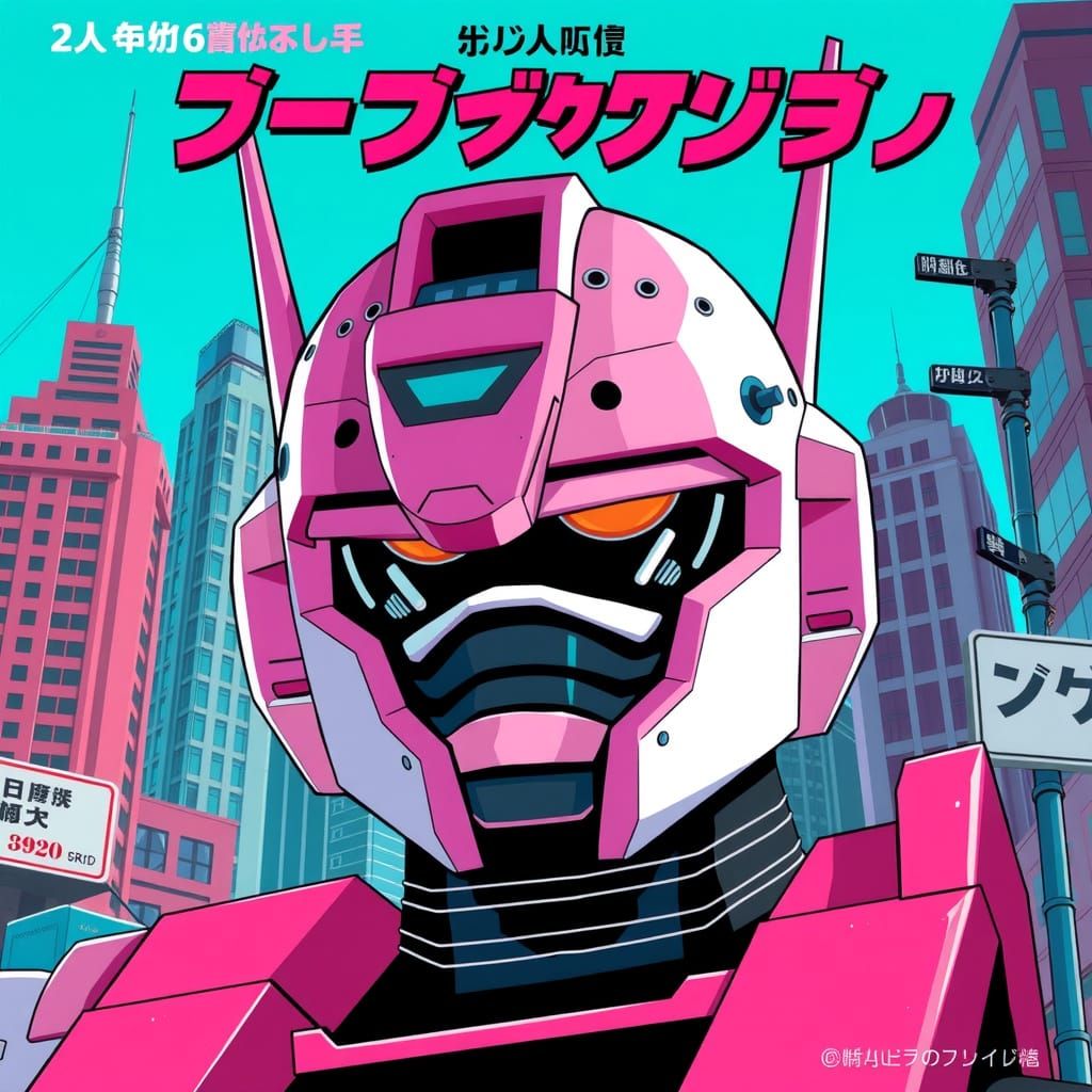 Retro-Futuristic Japanese Robot Advertisement Poster