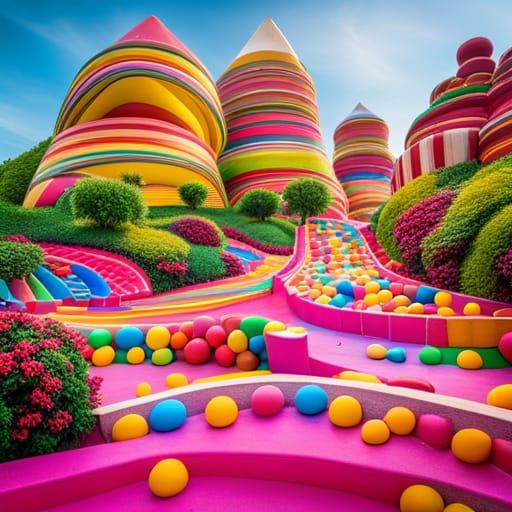 Vibrant Whimsy Landscapes in a Retro-Futuristic Aesthetic