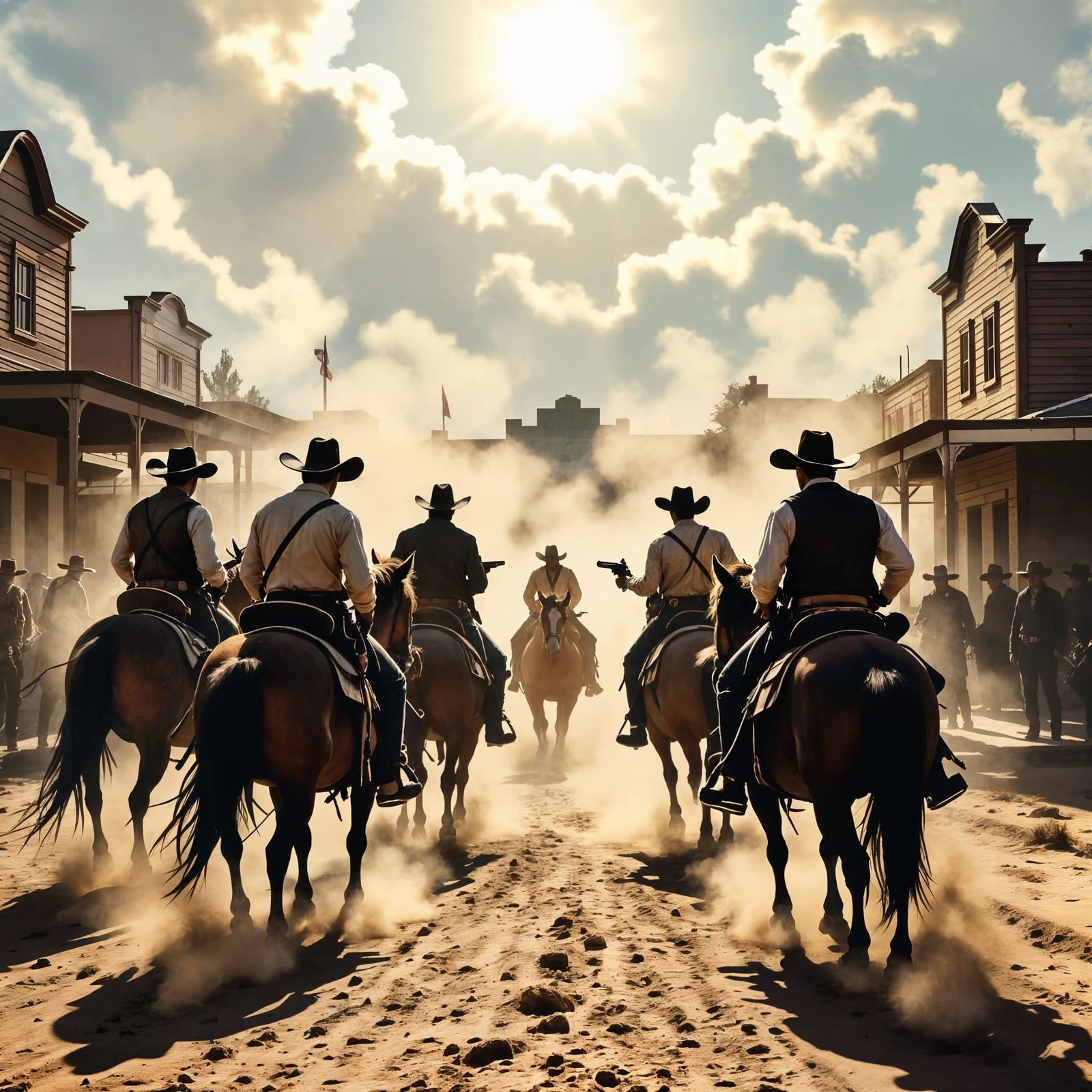 Cowboy Standoff at OK Corral in Rembrandt Style