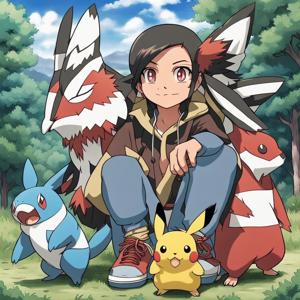 Anishinaabe Pokémon Master in Traditional Attire