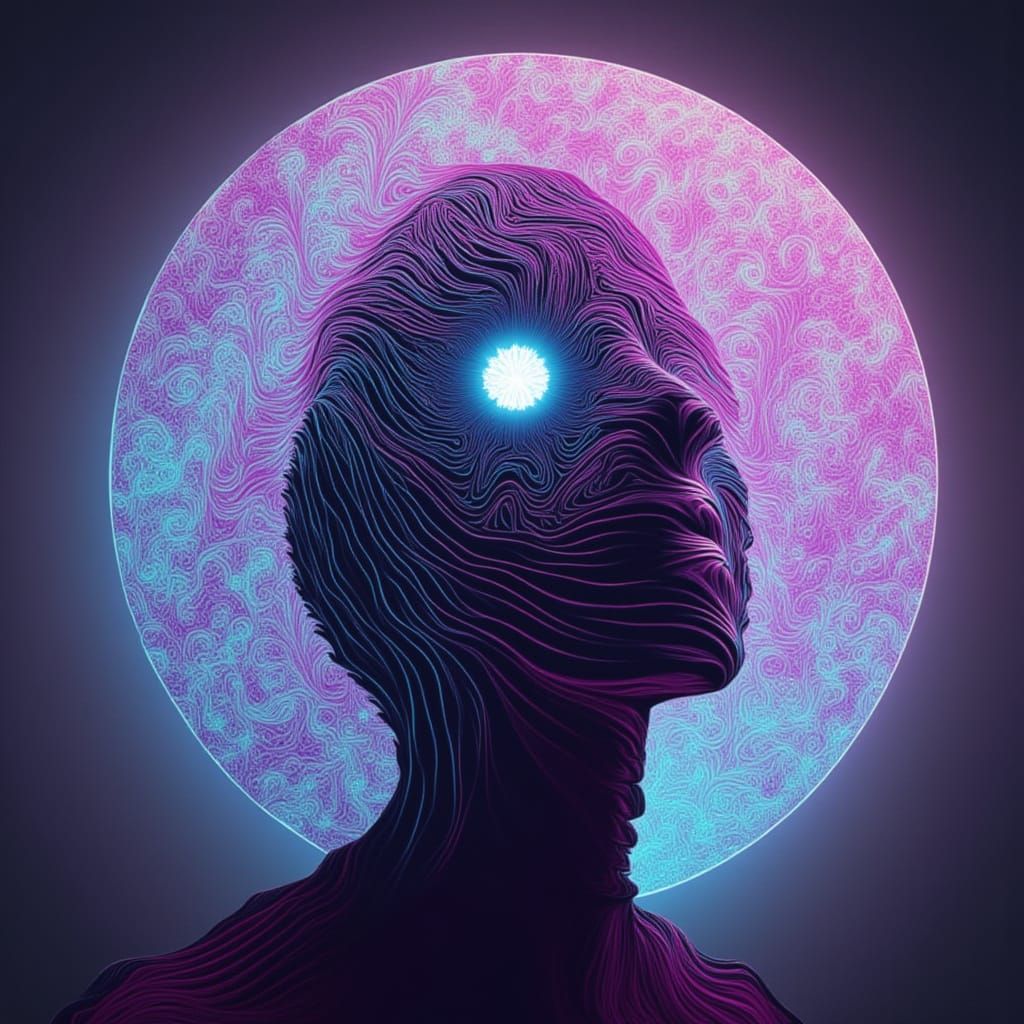 Otherworldly Hybrid Entity in Multimedia Art Style