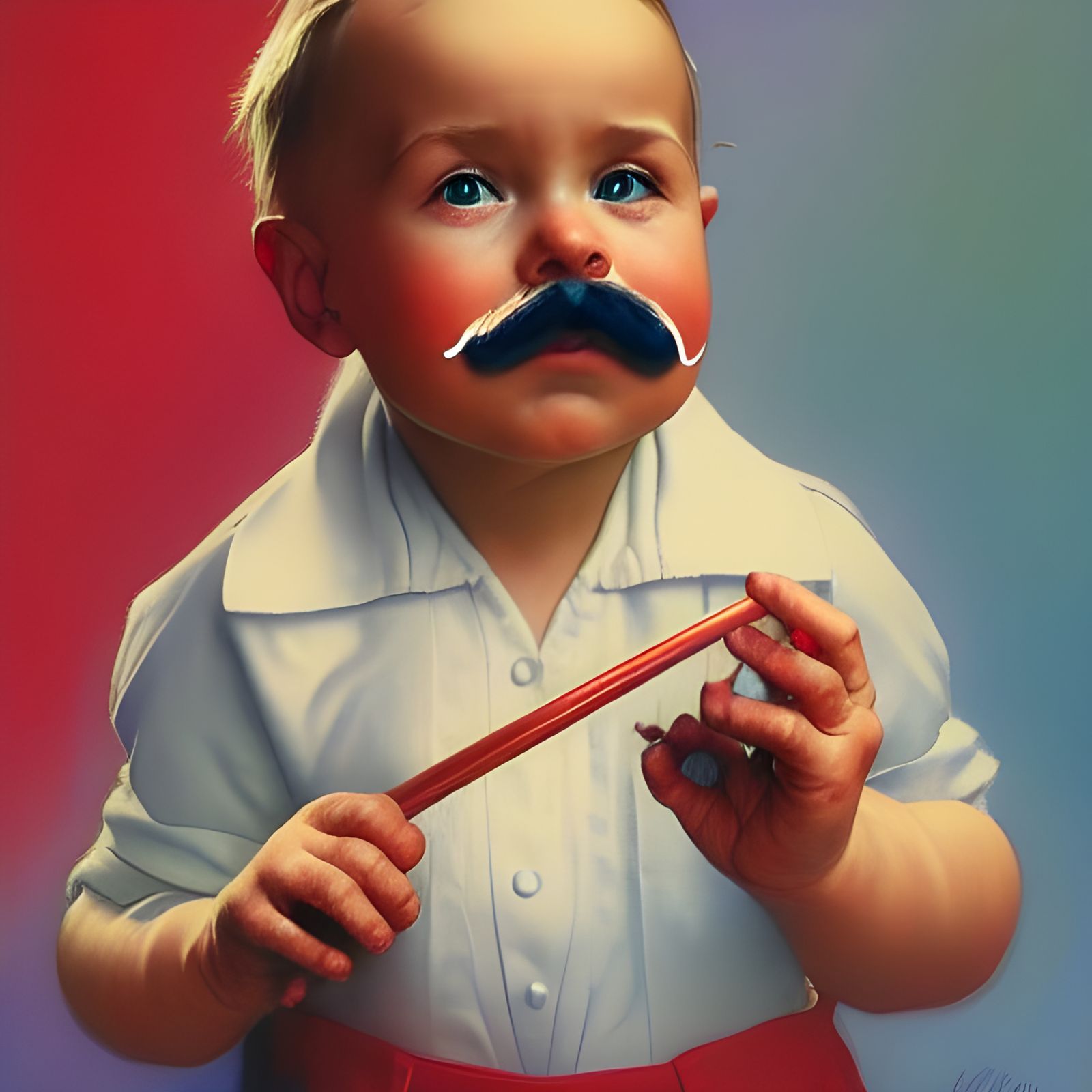 Vintage Western Baby Portrait in Bright Primary Colors