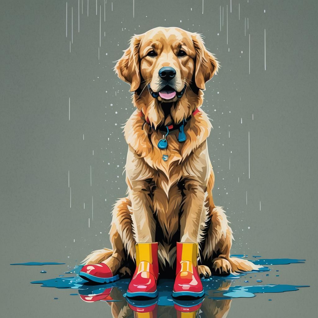 Golden Retriever in Vibrant Pop Art Style