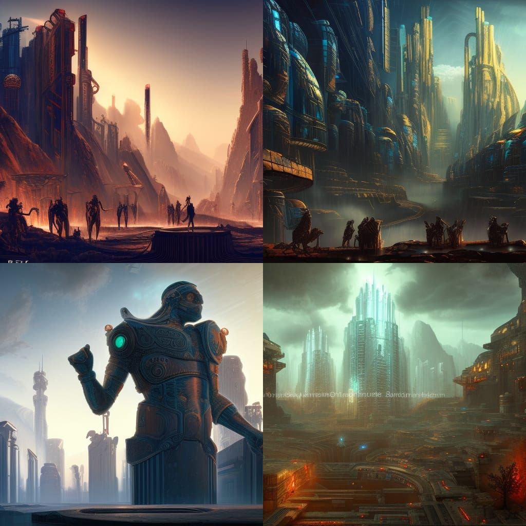 Ancient Greek Gods Reimagined in Cyberpunk Splendor