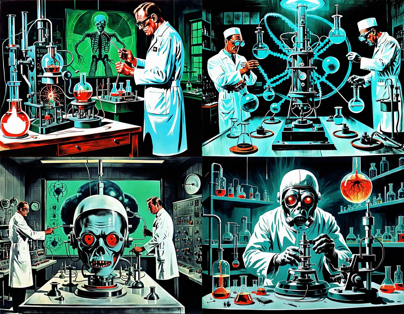 Retro-Futuristic Horror Lab Experiments in 8K Cyberpunk Styl...