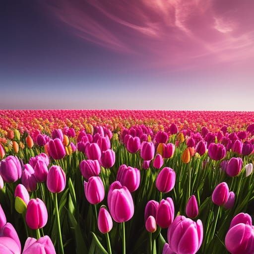 Vibrant Bouquet of Tulips in Hyperrealistic Detail