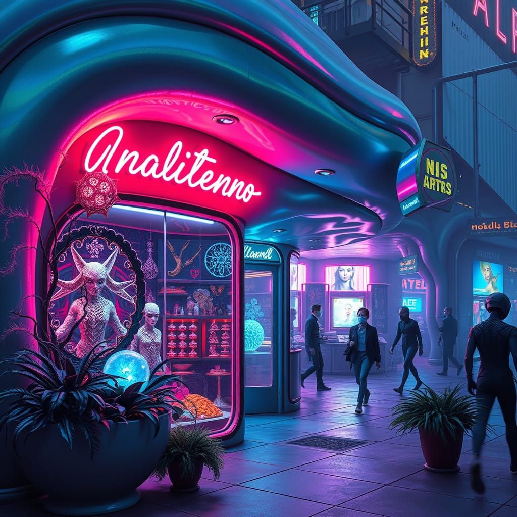 Biotopian Dreamscapes in Cosmic Neon Style