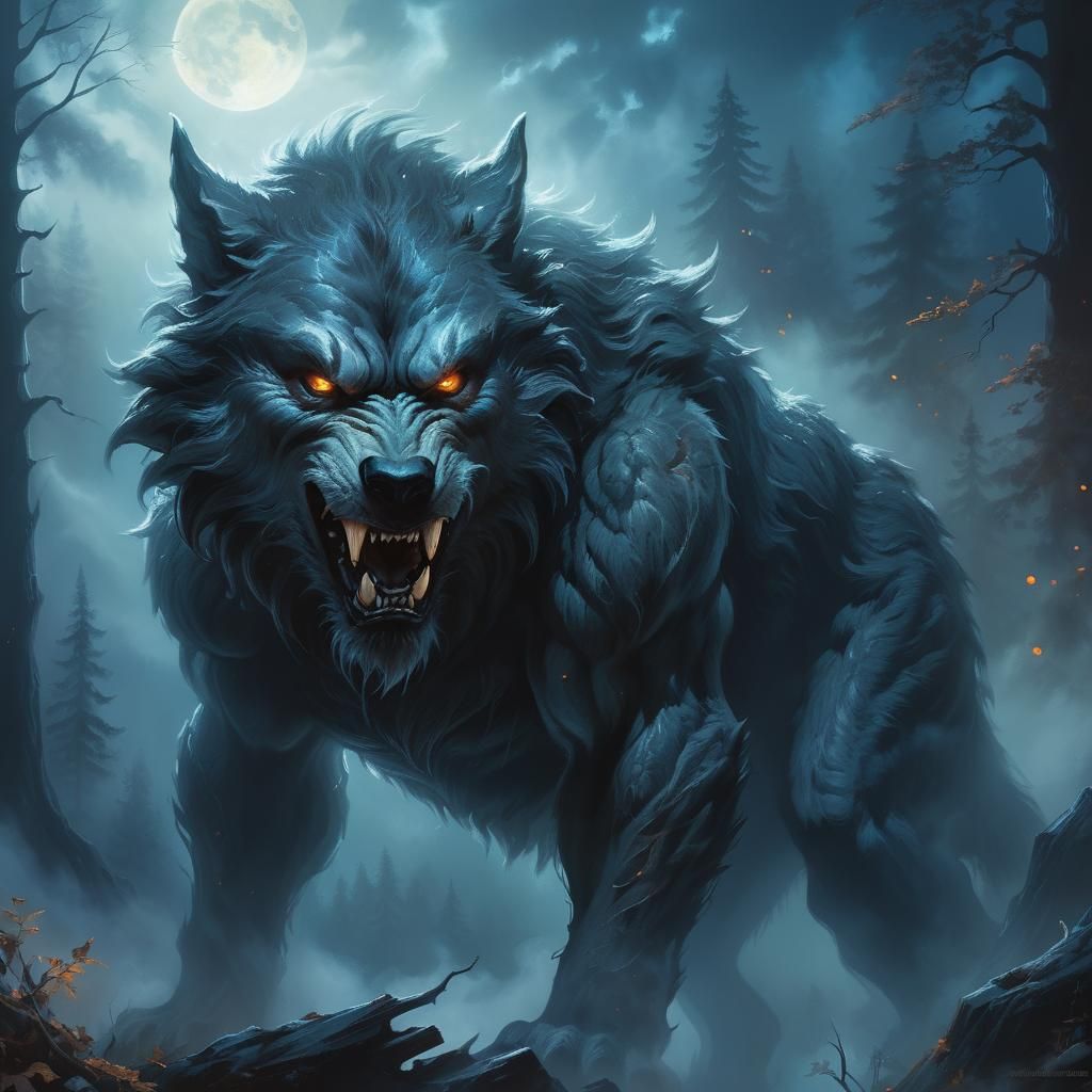 Mystical Werewolf in Moonlit Enchantment