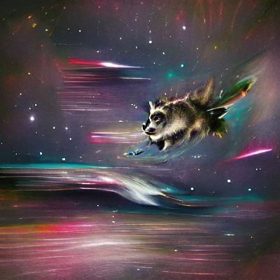 Raccoon Soars Through Stellar Skies