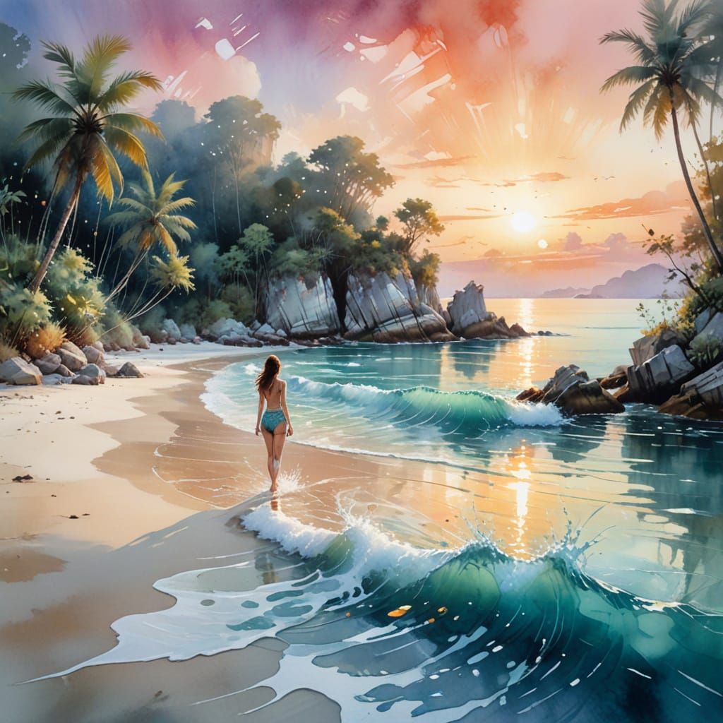 Mergui Archipelago: Untouched Islands in Watercolor Style