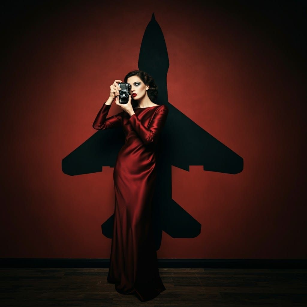 Mysterious Spy Woman in Dim Studio Lighting