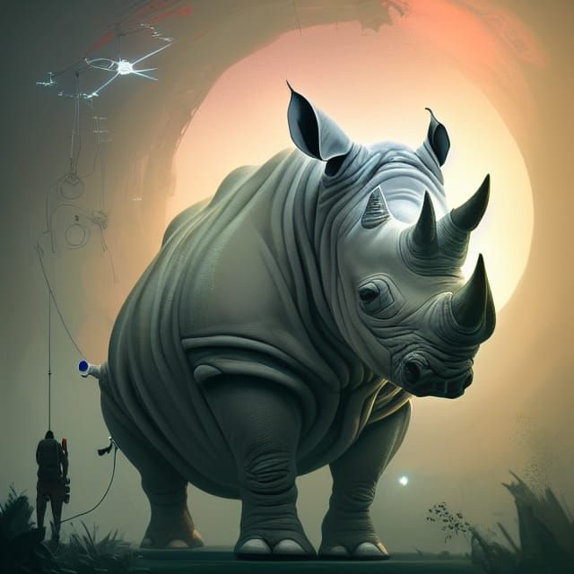 Rhino Emerges from Futuristic Laboratory in Vibrant Colours