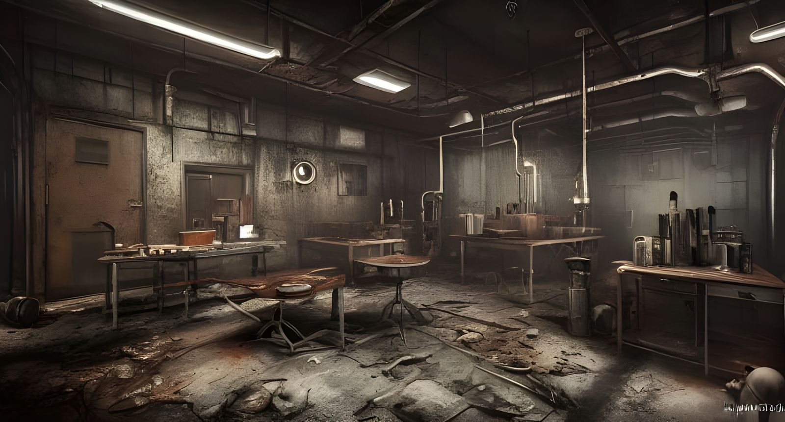 Sinister Post-Apocalyptic Laboratory in Hyper-Realistic Styl...