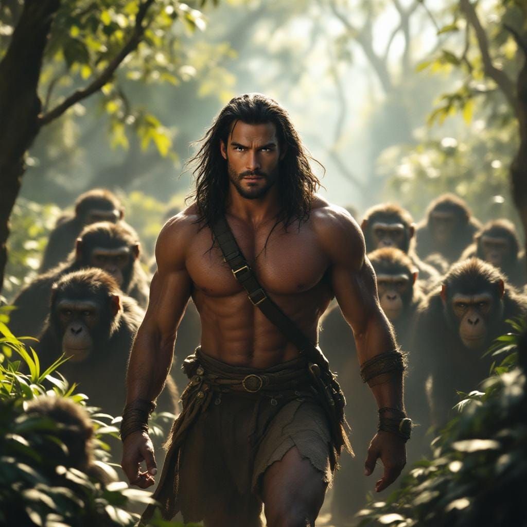 Hyperrealistic Tarzan Leads Apes Through Jungle