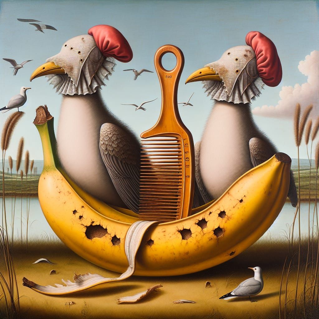 Hyper-Realistic Renaissance-Style Painting of Ancient Comb i...