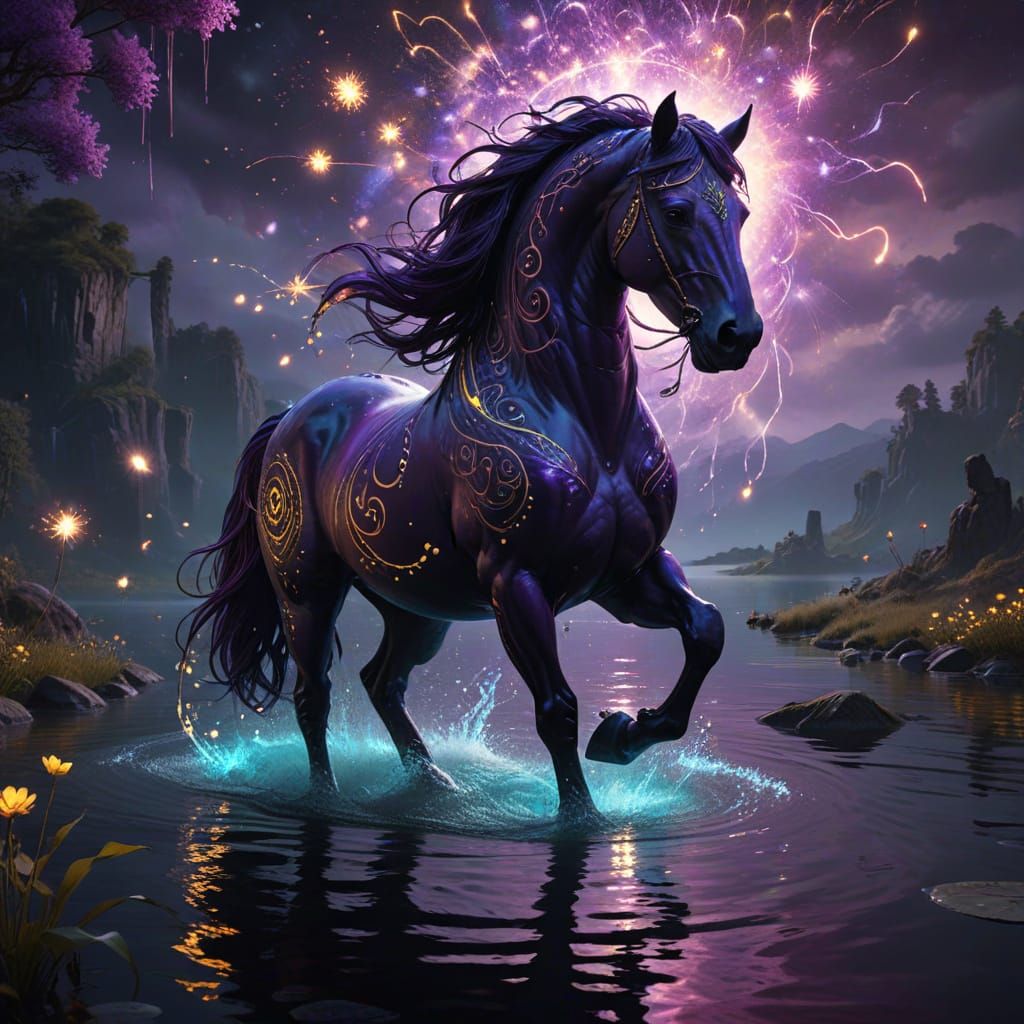 Ethereal Magic Horse in Mysterious Waters