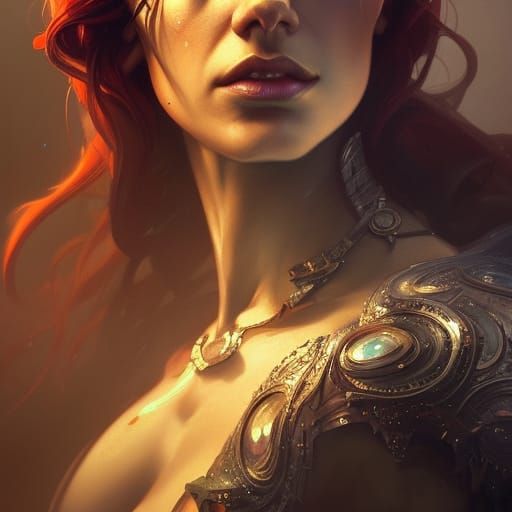 Surreal Dark Goddess Reigns Over the Underworld as a Triadic...