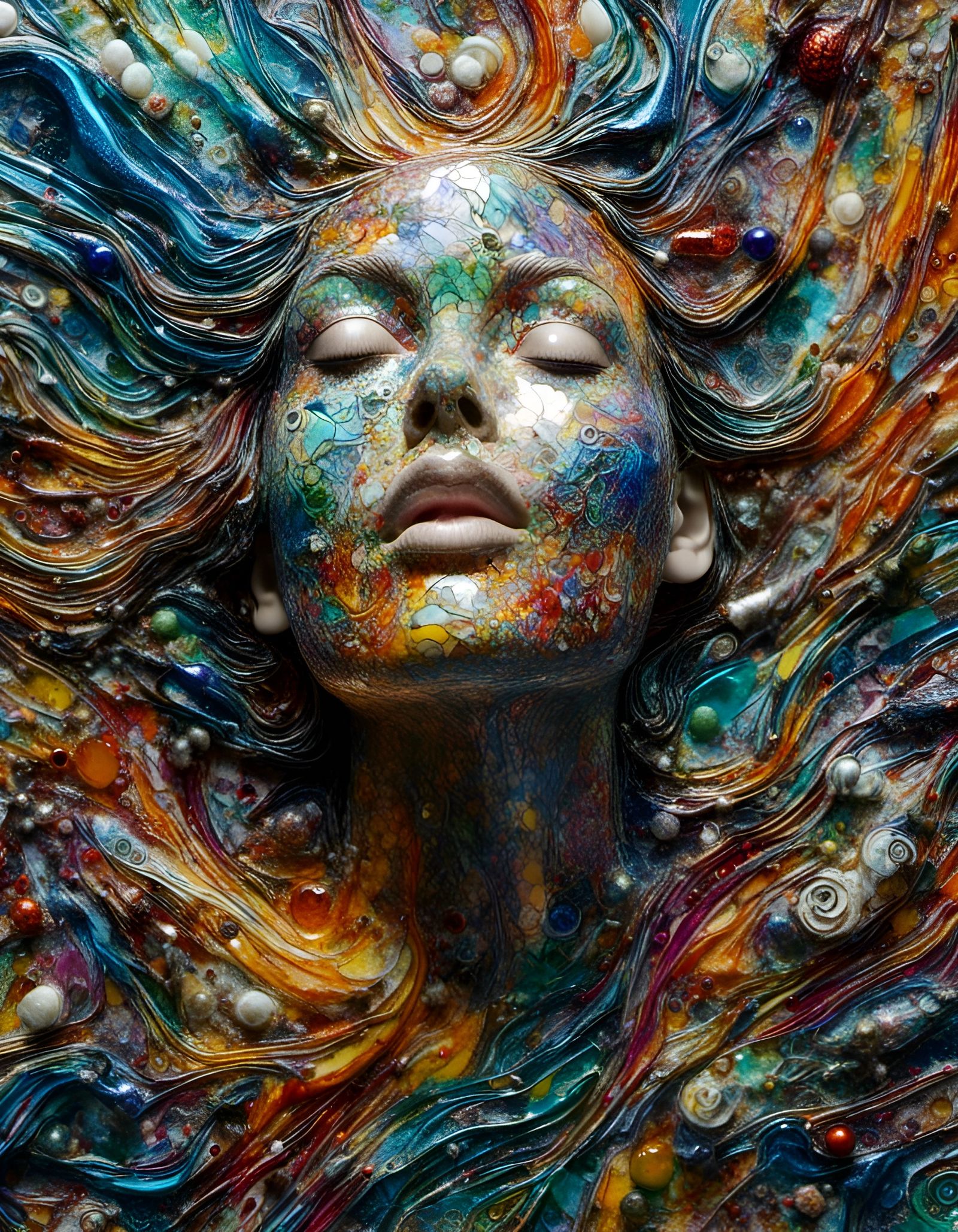 Surreal Glass Cornucopia in Vibrant Splatter Art