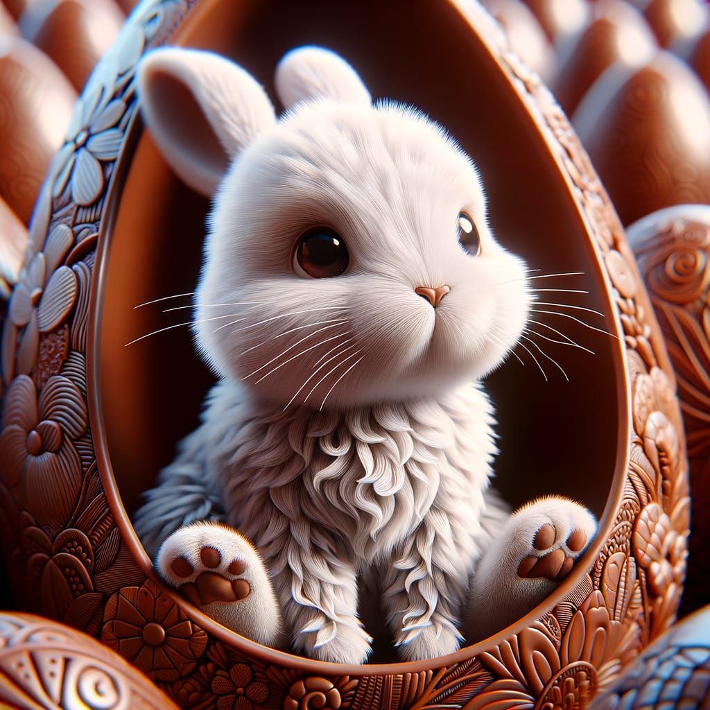 Vibrant Claymation Easter Bunny in Chocolate Egg