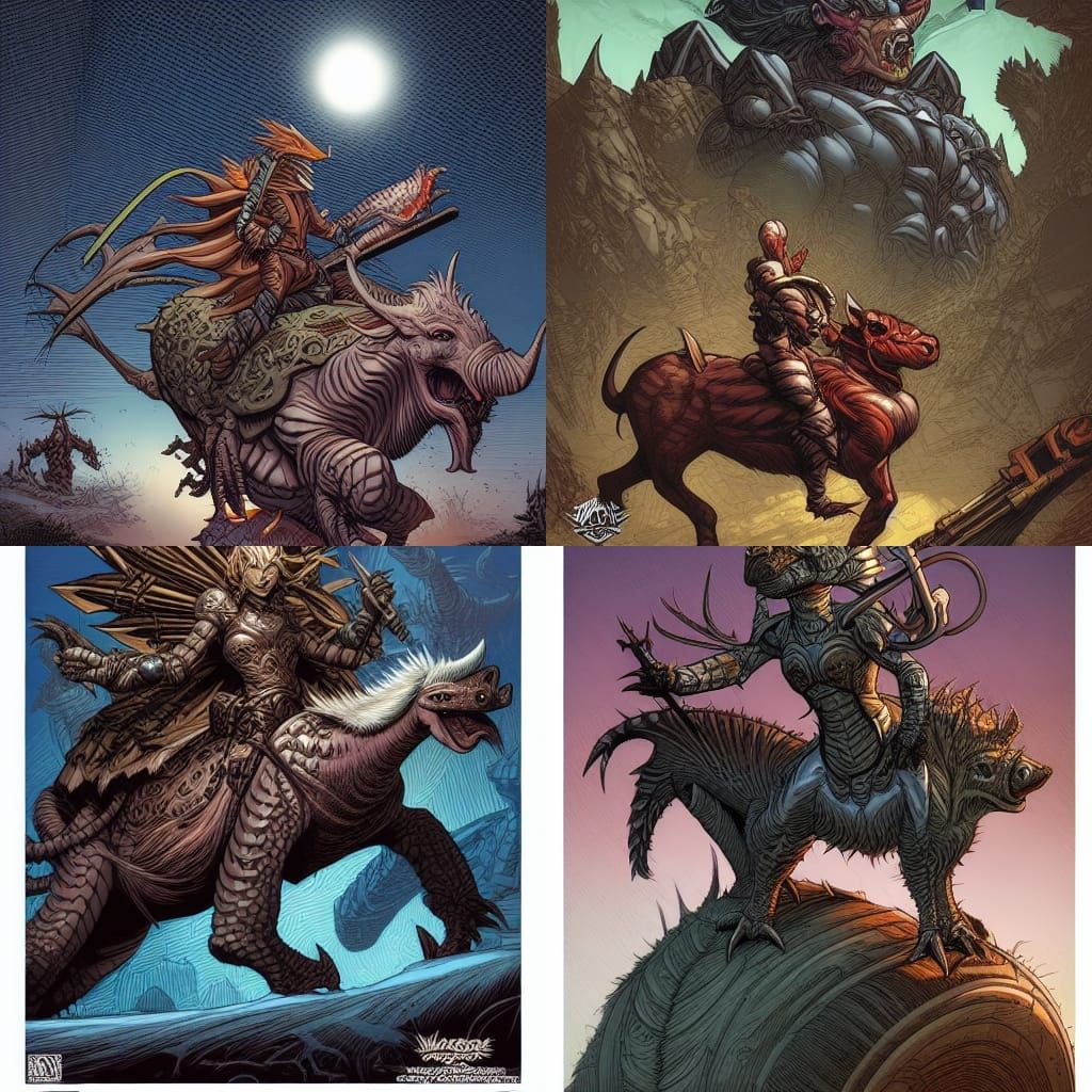 Monstrous Fusion of Dragon and Warthog in Comic Book Art