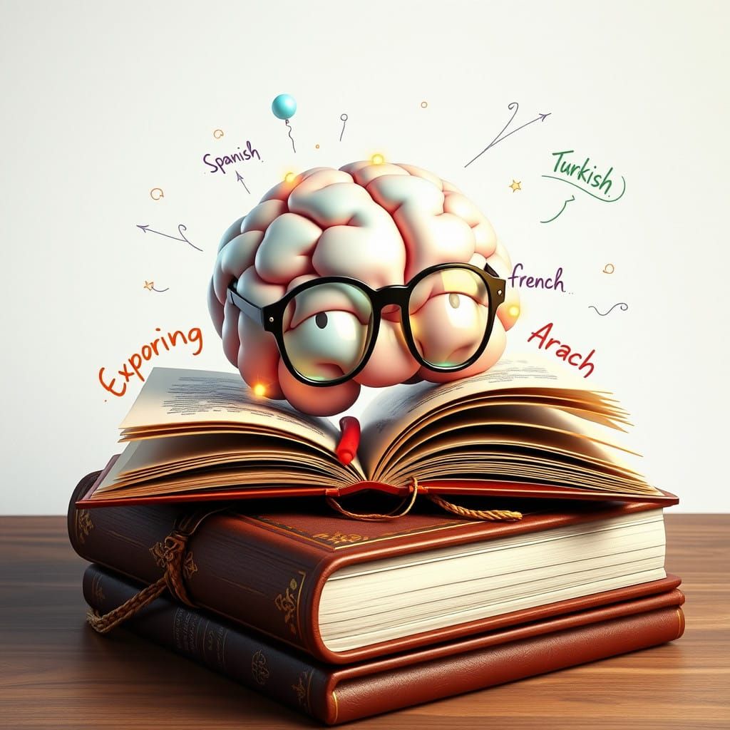 Vibrant Brain in a Dreamlike Library