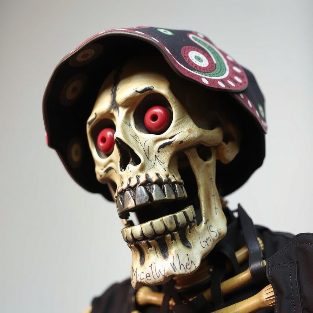 Whimsical Teapot, Woman, Squid, and Skull Assemblage