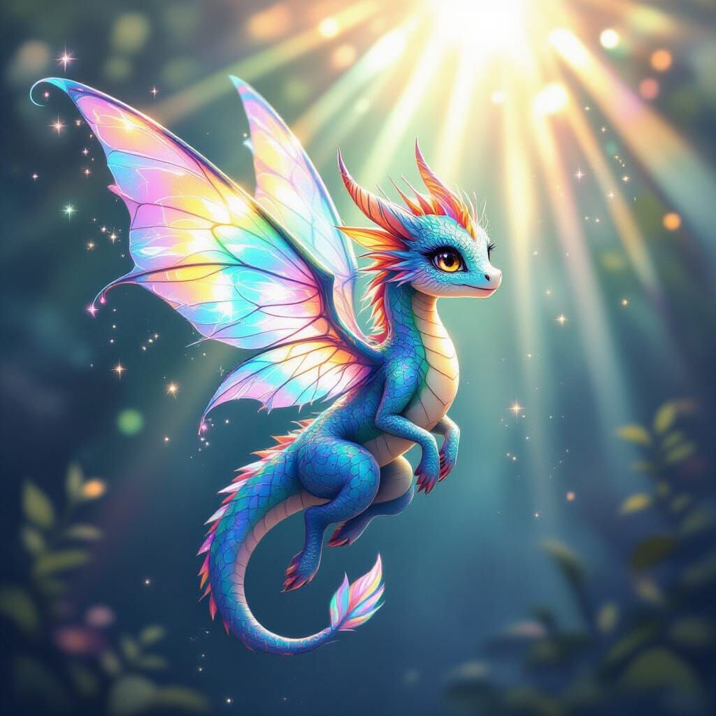 Fairy Dragon with Rainbow Prism Wings