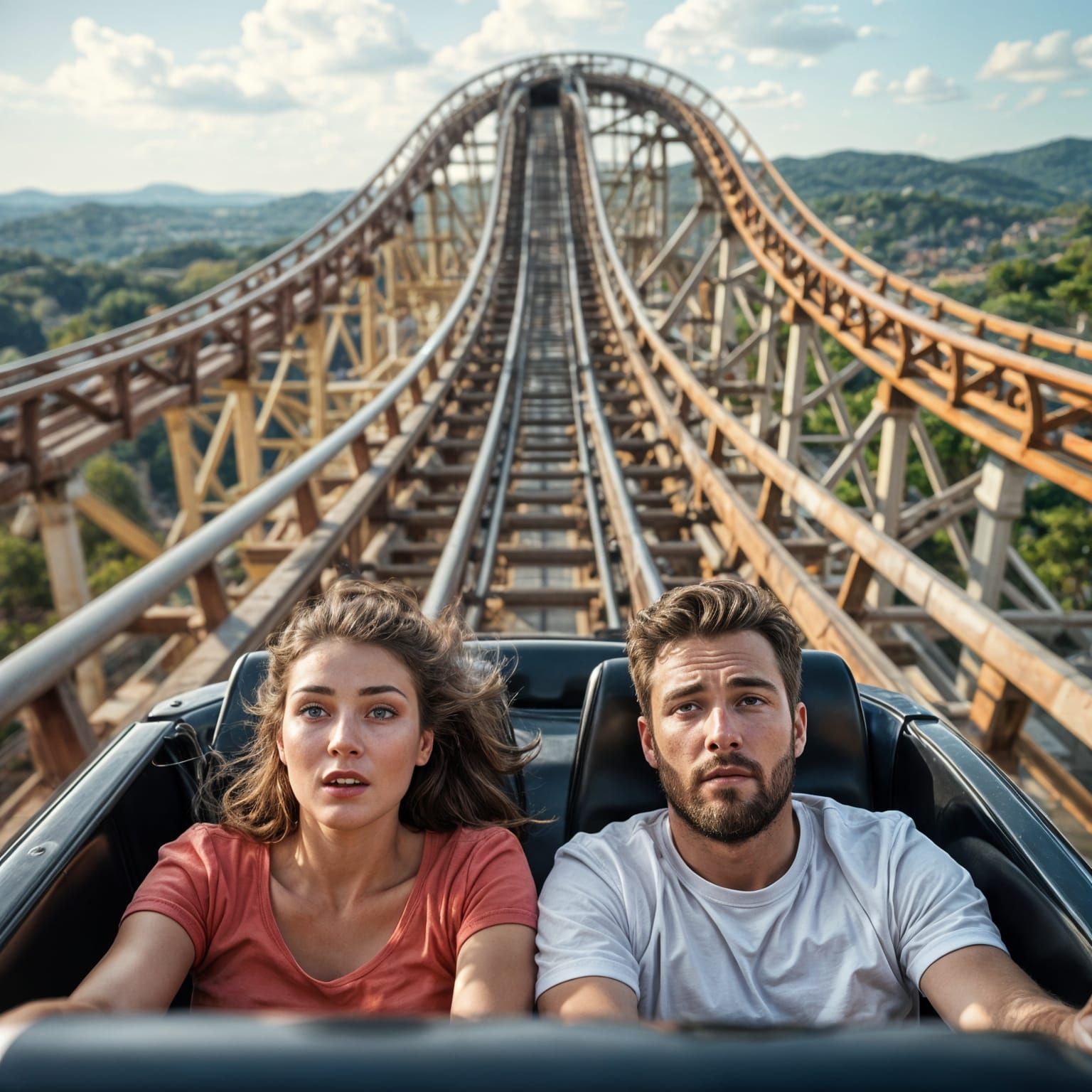 Steep Roller Coaster Ride with Distorted Perspective