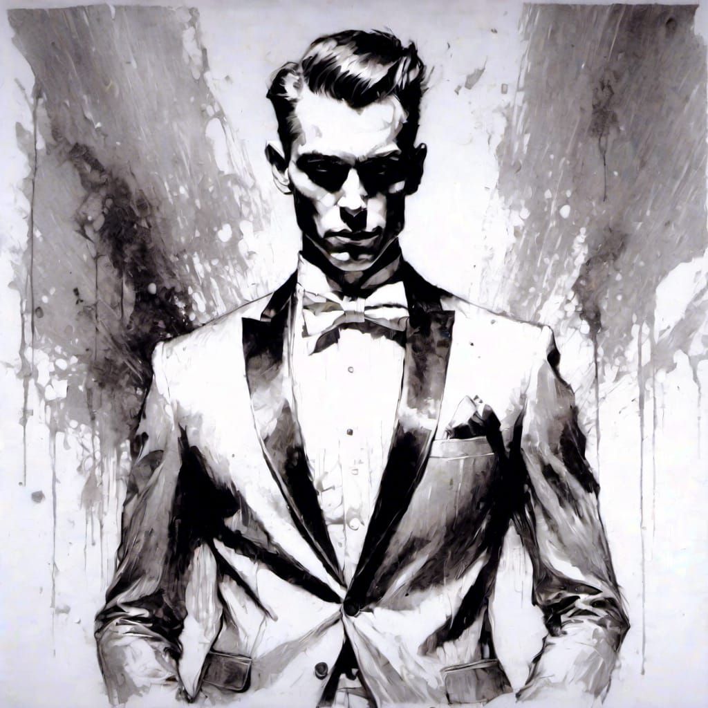 Illustration of a Man in Vintage Art Deco Style