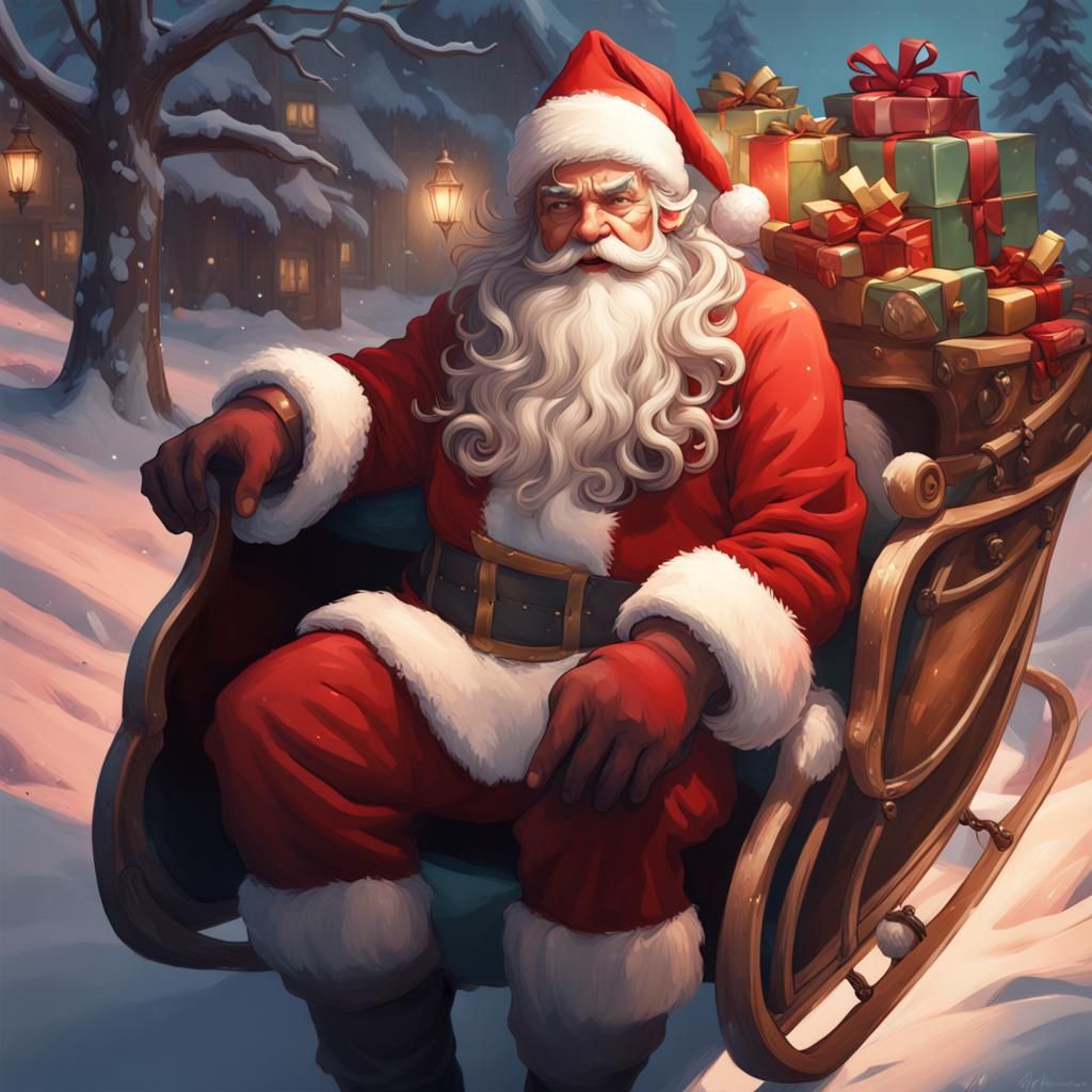 Vibrant Hyperreal Santa Portrait in Intricate Detail
