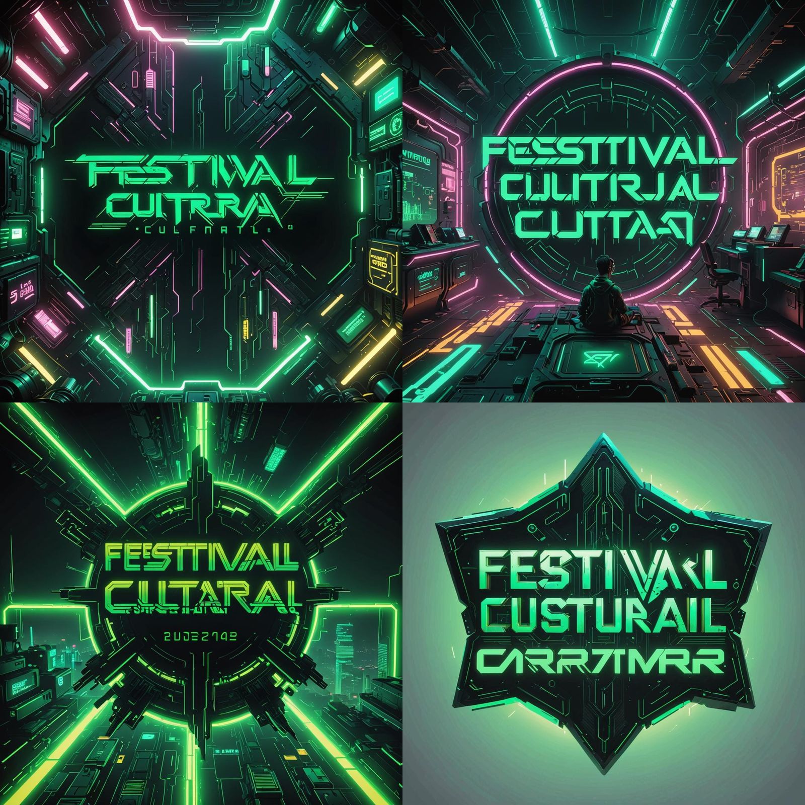 Modern Cyberpunk Starburst Celebrating Cultural Festival