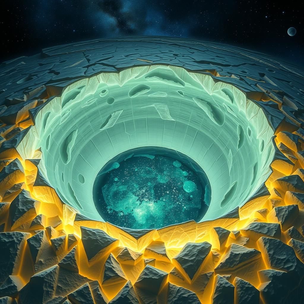 Luna Helada con Bioluminiscencia en un Cráter Viviente - Con...