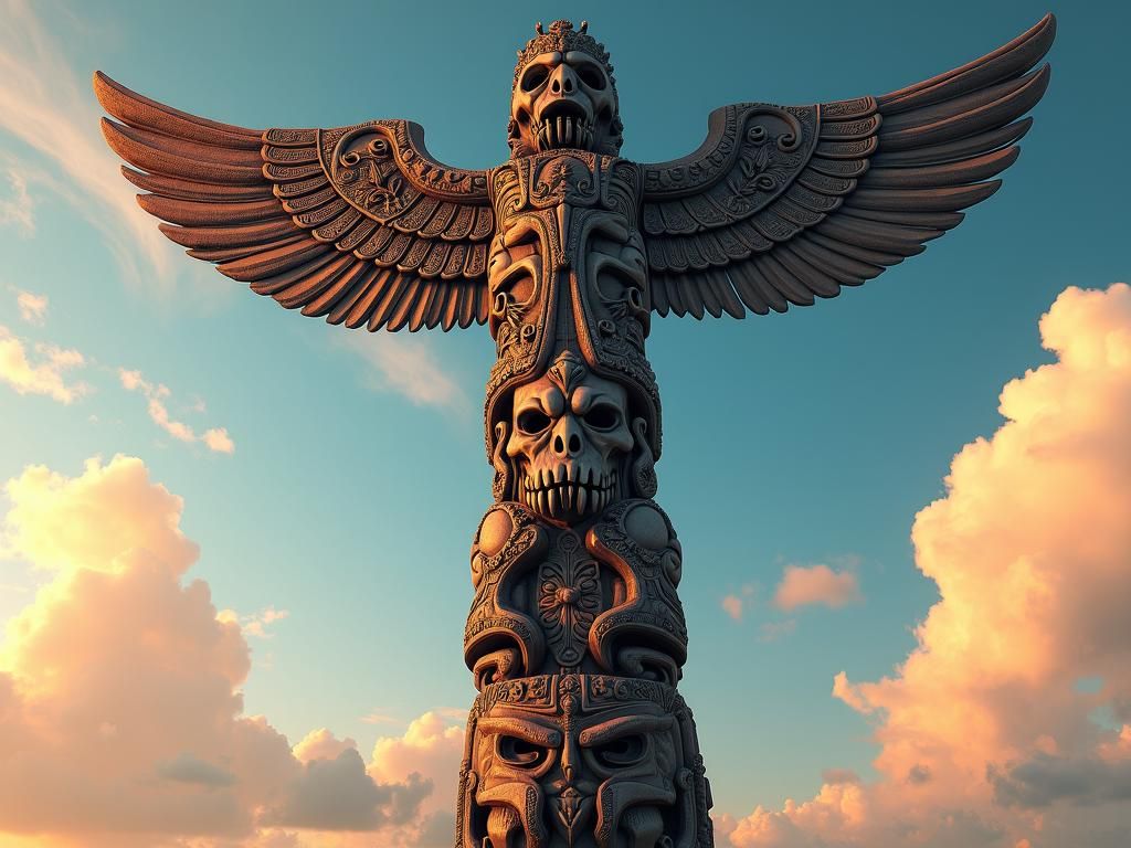 Mystical Totem Pole Concept Art in High Fantasy Style
