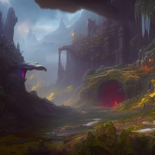 Ethereal Fantasy Realm in Vibrant Splendor