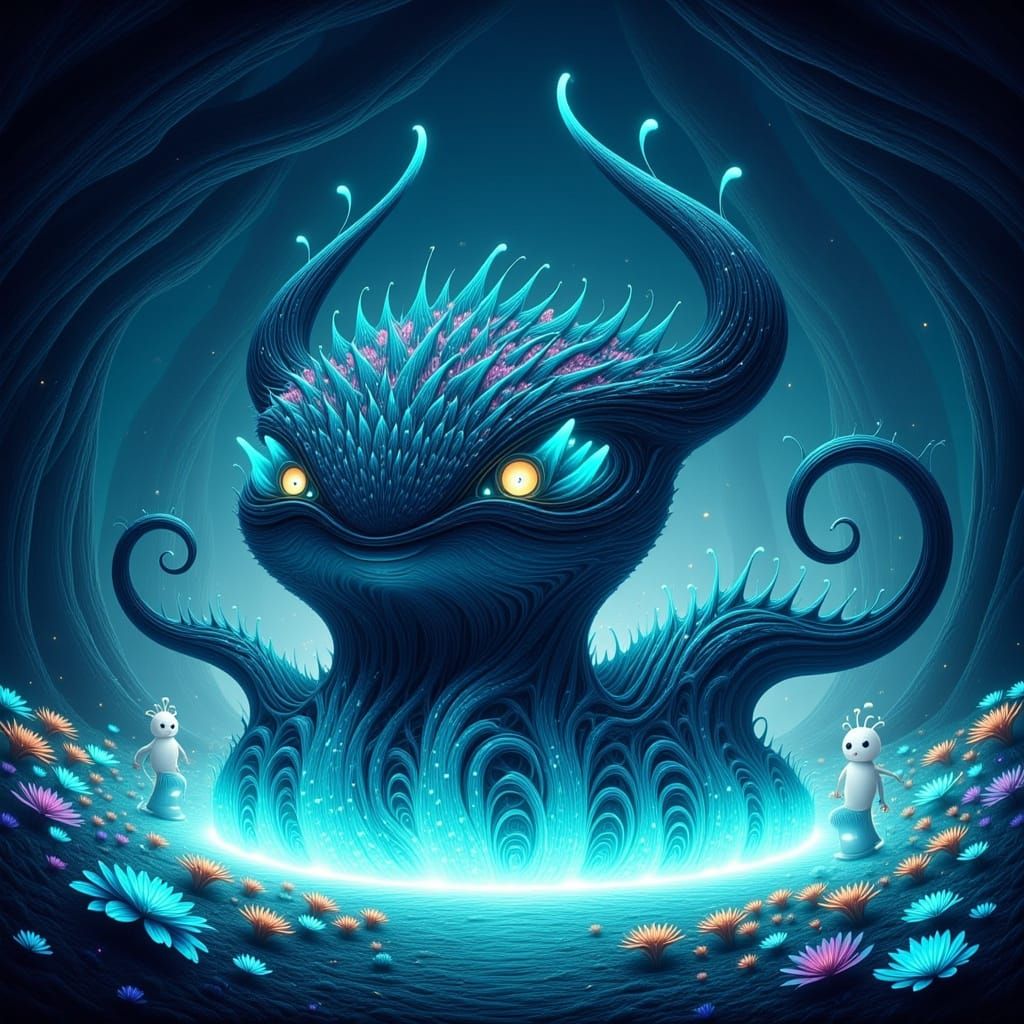 Mystical Dragon Unveils Icy Bioluminescent World