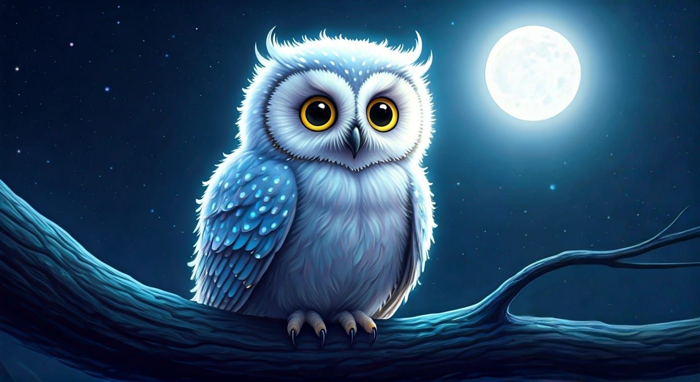 Ethereal Owl Perched on a Branch in Dreamlike Art