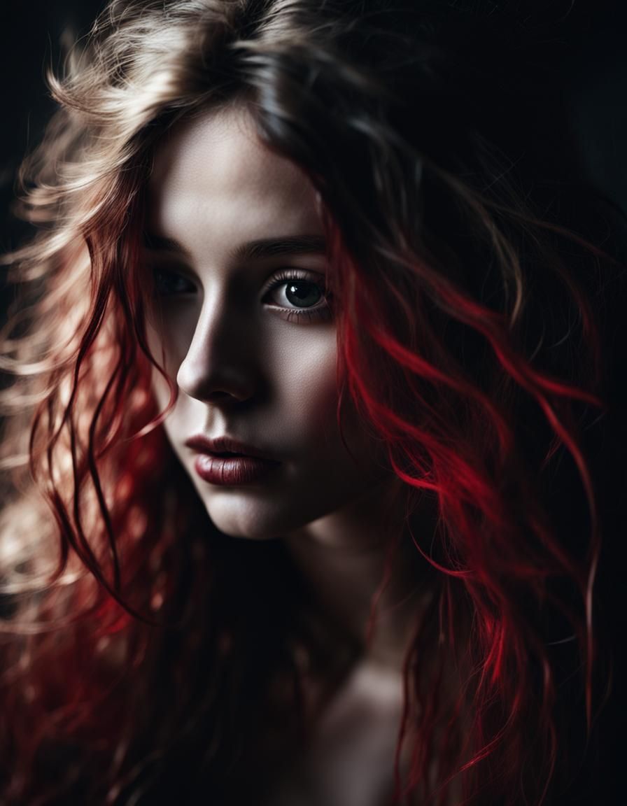 Enchanting Mysterious Girl Hiding in Shadows