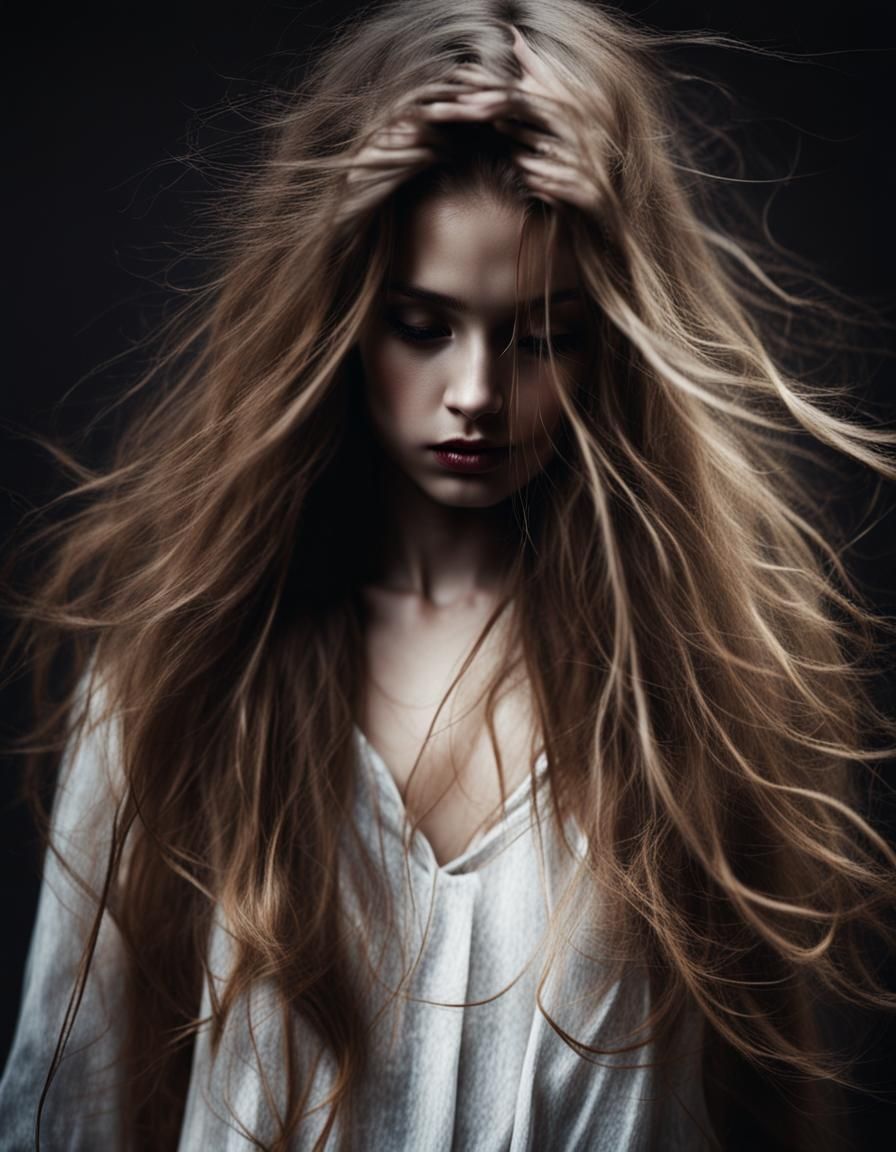 Enchanting Mysterious Girl Hiding in Shadows