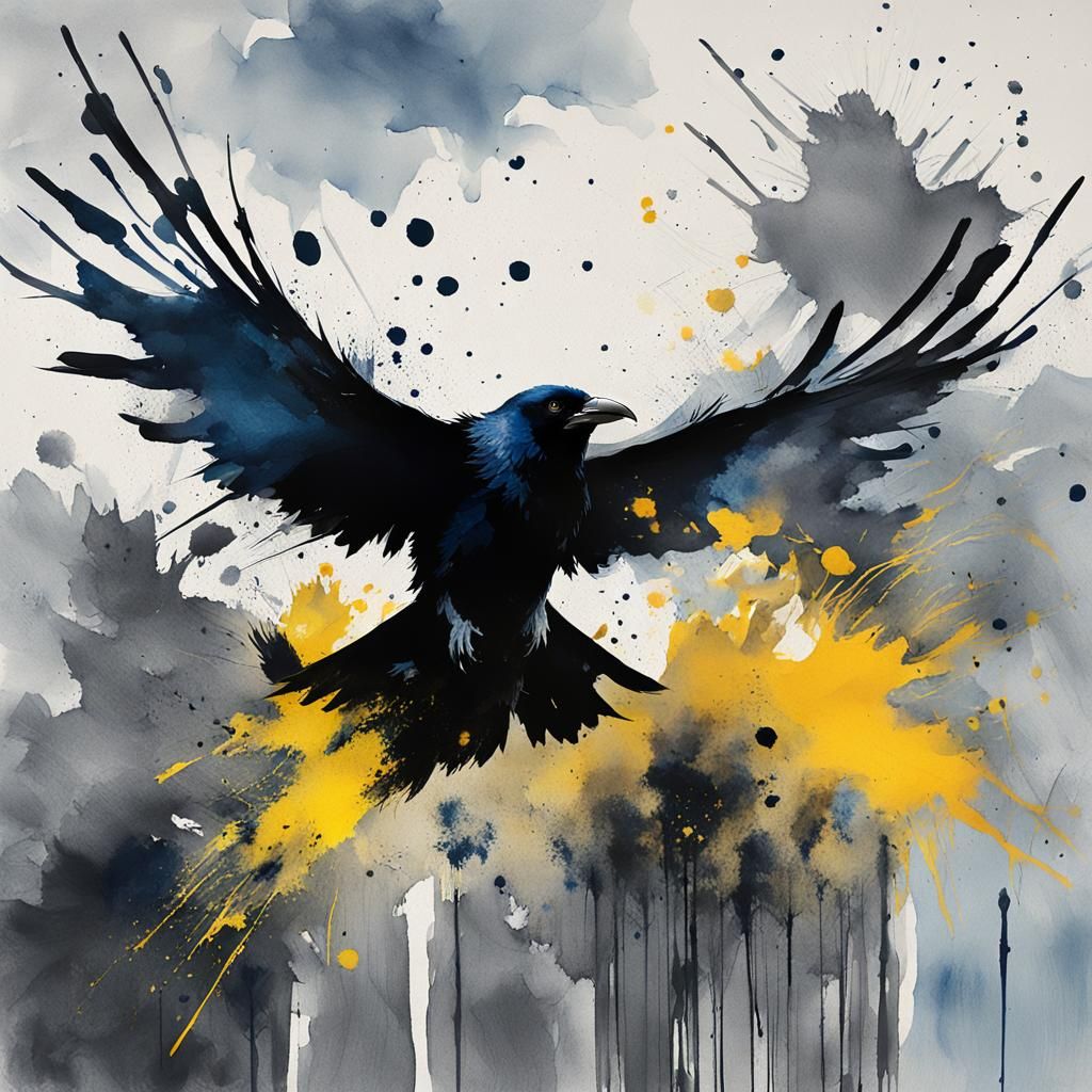Ink Splatter Raven