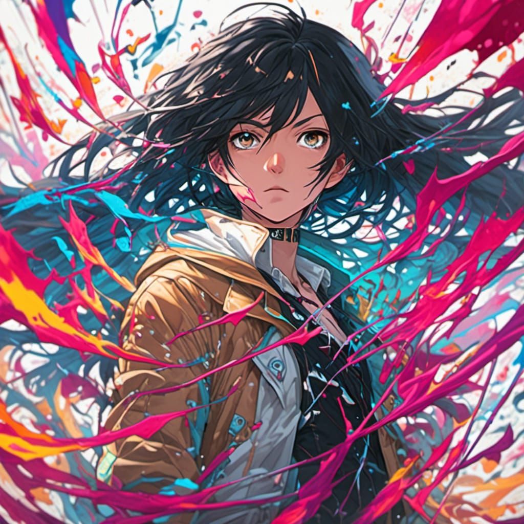 Attack on Titans Levi in Vibrant Graffiti Style