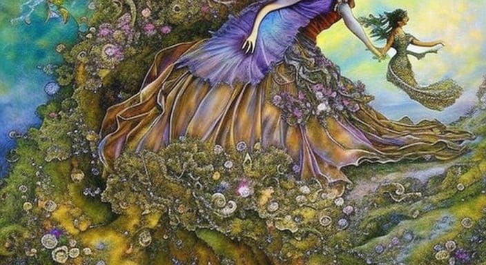 Ethereal Dance of Whirling Fantasies in Vibrant Hyperdetail