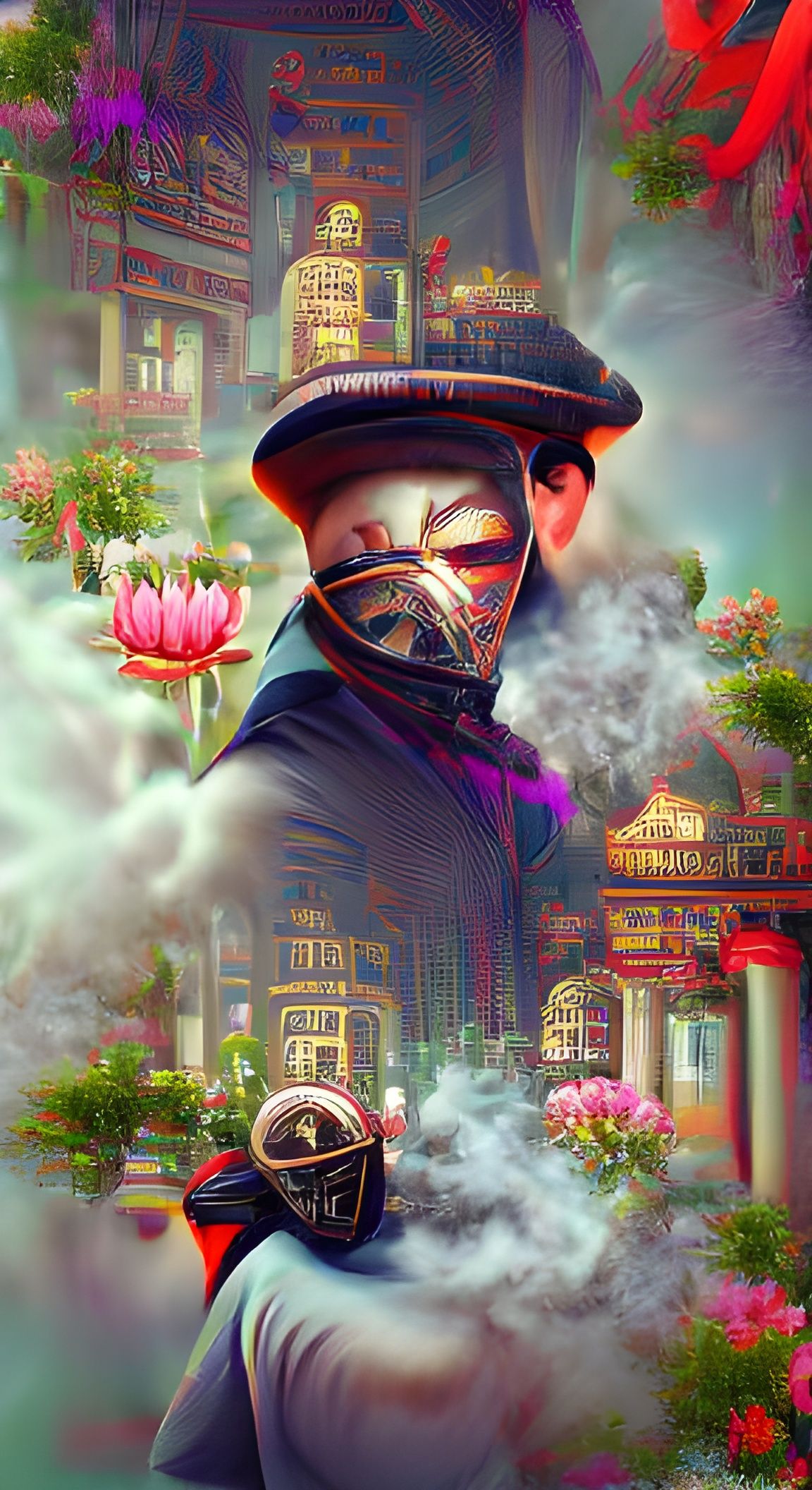 A Mysterious Figure Veiled in Opium Smoke, Captured in Stunn...
